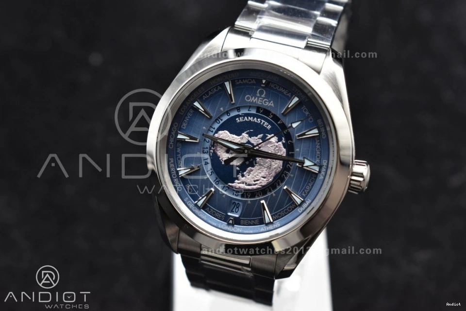 Edition On Terra 43mm Blue Bracelet 1:1 VSF Clone Stainless Worldtimer Dial A8938 Summer Aqua GMT Best Super 0304